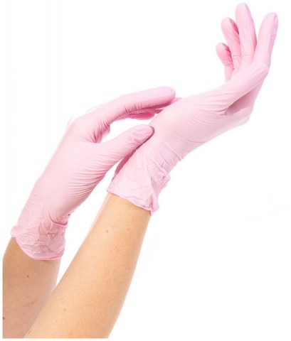 Перчатки нитриловые неопудренные NitriMax розовые S, 50 пар
