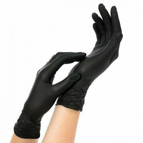 Перчатки нитриловые неопудренные NitriMax черные S, 50 пар
