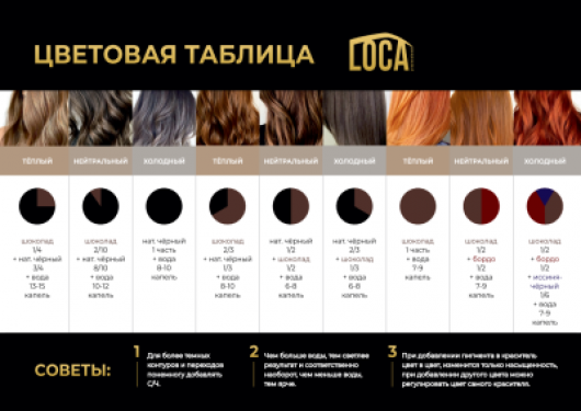 LOCA Professional Краска для бровей, набор из 3-х цветов