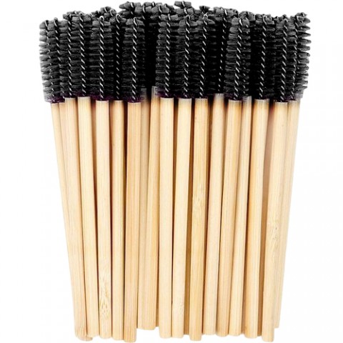 Щеточки нейлоновые с бамбуковой ручкой (черные), 50 шт