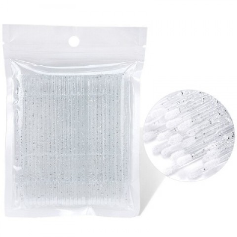 Микробраши в мягкой упаковке 100шт, прозрачные с блестками