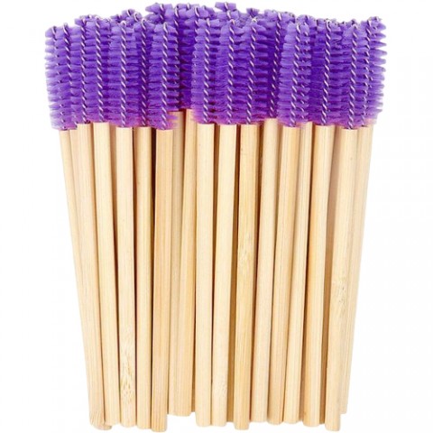 Щеточки нейлоновые с бамбуковой ручкой (фиолетовый), 50 шт