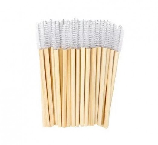 Щеточки нейлоновые с бамбуковой ручкой (белые), 50 шт
