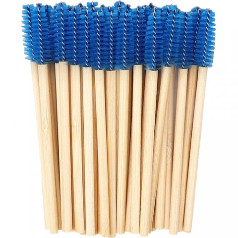 Щеточки нейлоновые с бамбуковой ручкой (синий), 50 шт