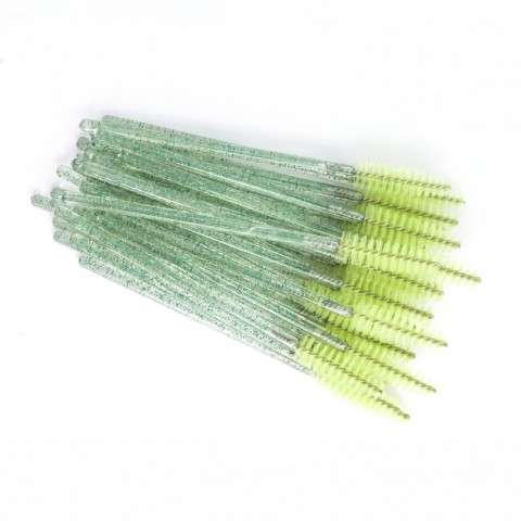 Щеточки нейлоновые с блестками (зеленые) , 50 шт