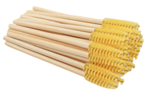 Щеточки нейлоновые с бамбуковой ручкой (желтый), 50 шт