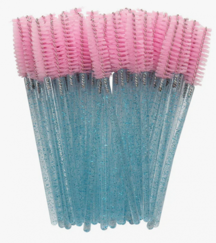Щеточки нейлоновые с блестками (голубые с розовым) , 50 шт