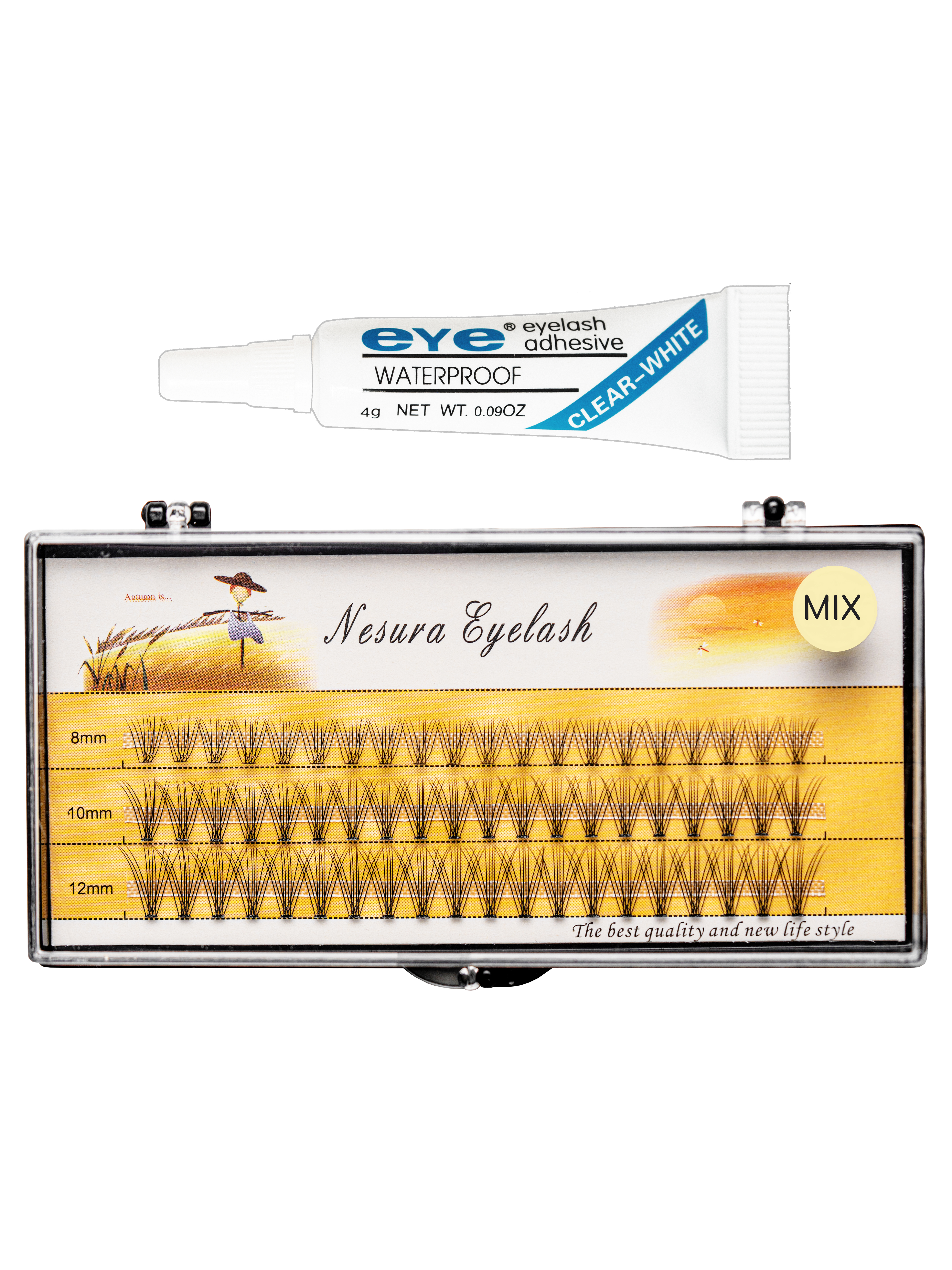 Nesura Eyelash 10D Микс (8мм, 10мм, 12мм),клей в подарок