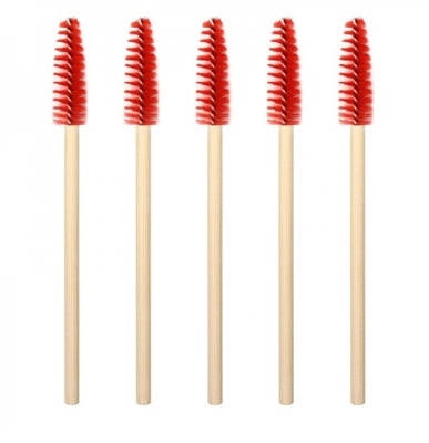 Щеточки нейлоновые с бамбуковой ручкой (красные), 50 шт