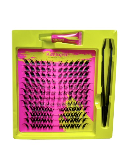 KillTrend Набор накладных ресниц с клеем и пинцетом MY CRUSH, 12 линий