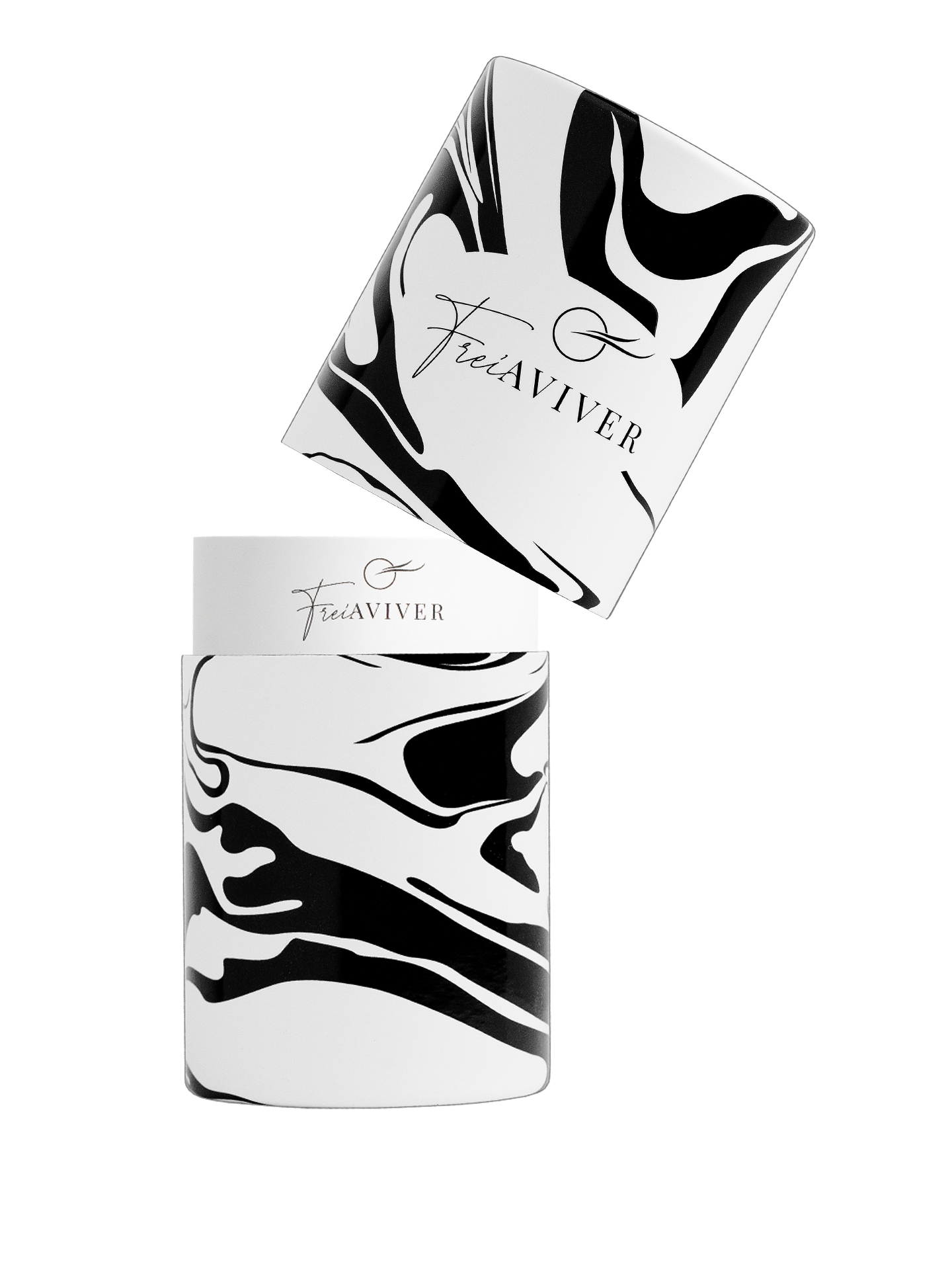 FreiAVIVER Тубус для кистей и инструментов, белый с черными разводами