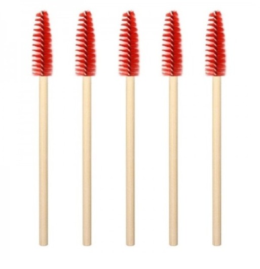 Щеточки нейлоновые с бамбуковой ручкой (красные), 50 шт