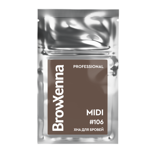 Brow Xenna Хна для бровей Шатен №106 - Пыльный коричневый, MIDI-саше
