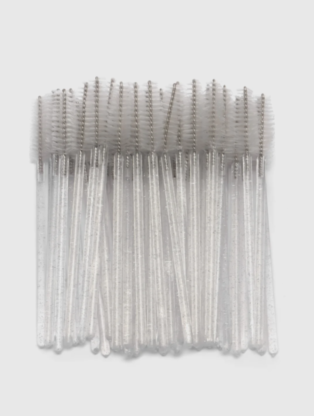 Щеточки нейлоновые с блестками (белые) , 50 шт
