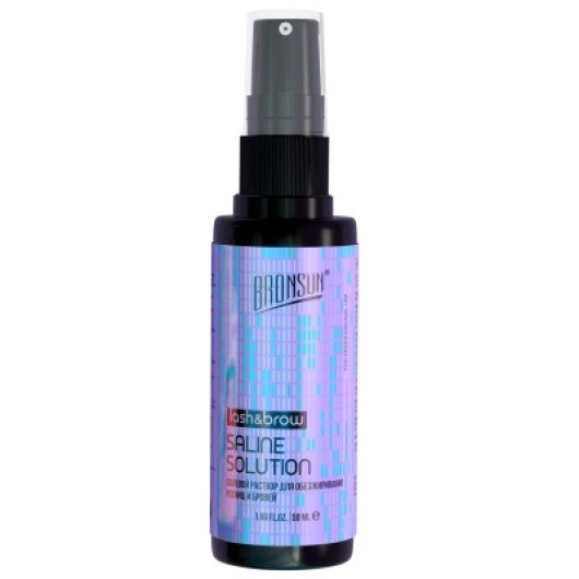 BRONSUN Раствор солевой для обезжиривания ресниц и бровей, 50 мл