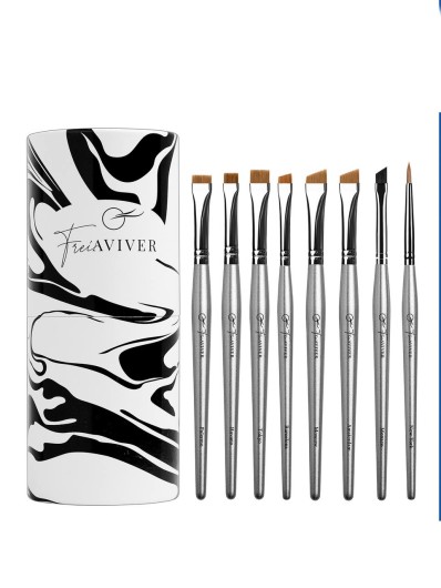 FreiAVIVER Набор кистей для бровей и ресниц в тубе (8 шт), серебристый