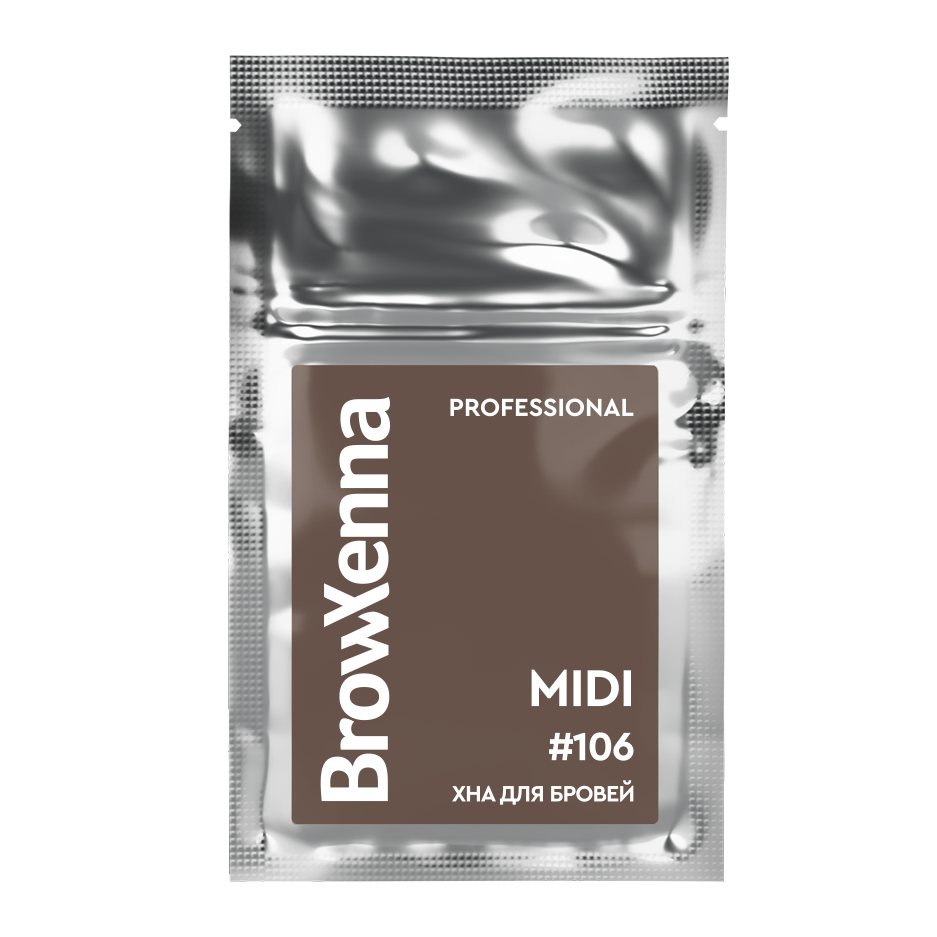 Brow Xenna Хна для бровей Шатен №106 - Пыльный коричневый, MIDI-саше