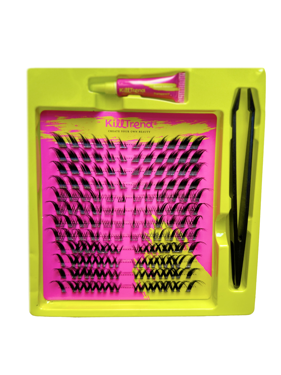 KillTrend Набор накладных ресниц с клеем и пинцетом MY CRUSH, 12 линий