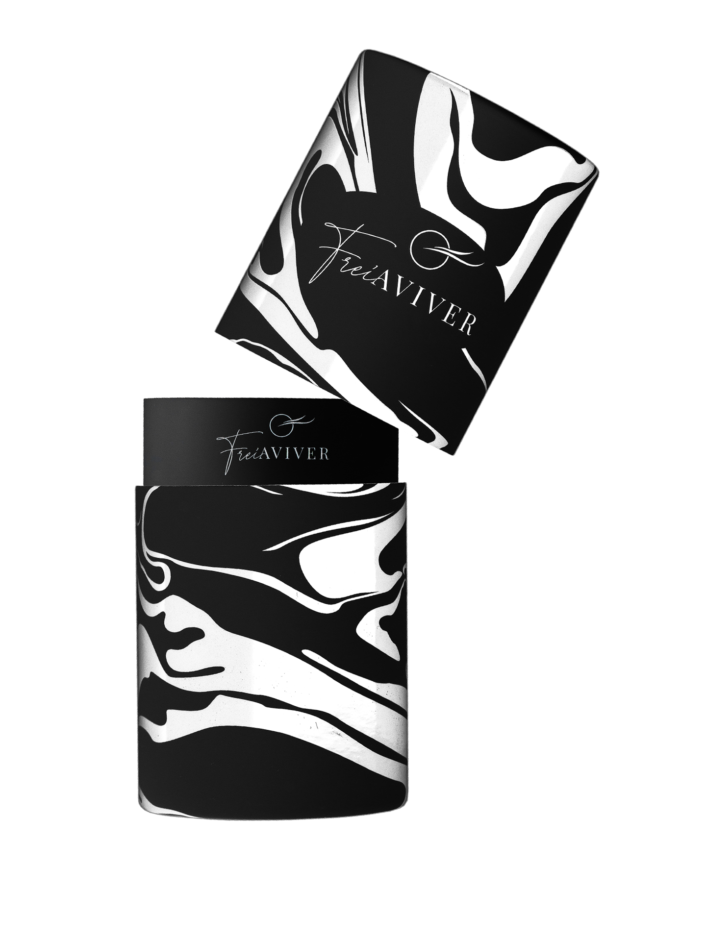 FreiAVIVER Тубус для кистей и инструментов, черный с белыми разводами